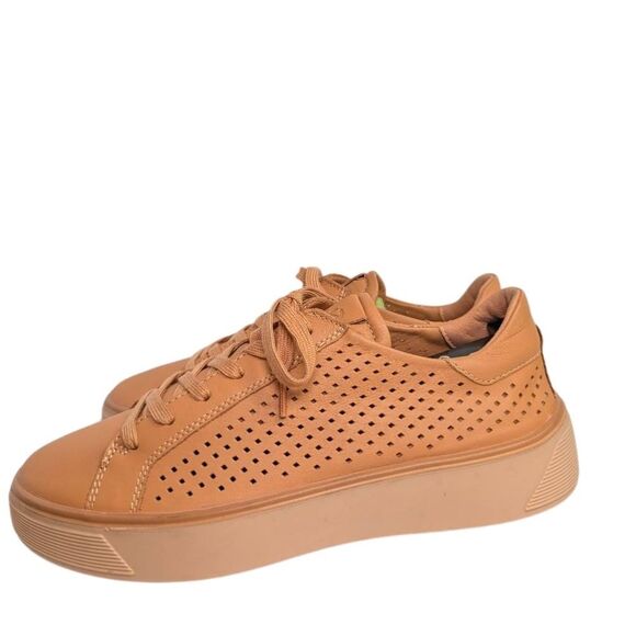 Ecco Street Tray Orange Tan Leather Perforated Sneakers Womens 8/8.5 US 39 EU - Picture 3 of 8